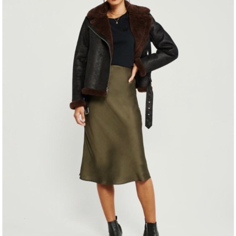 Abercrombie & Fitch Satin Midi Skirt
